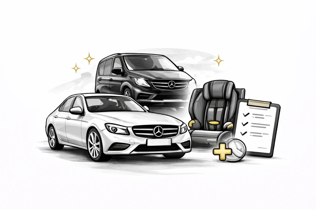 Choose chauffeur vehicle and add extras such as child seats for Melbourne airport transfer